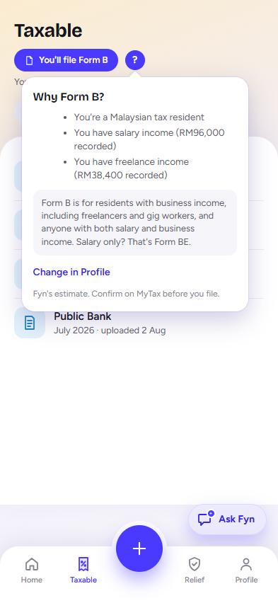 Form selection popover